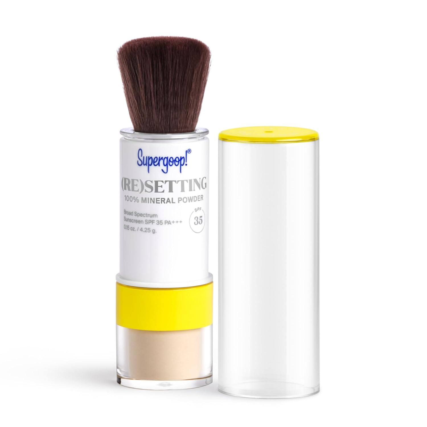 Supergoop! (Re)setting 100% Mineral Powder, Translucent - 0.15 oz - Broad Spectrum SPF 35 PA+++ Sunscreen - Coated Silica Spheres